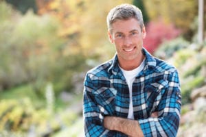 Man standing outside testosterone therapy